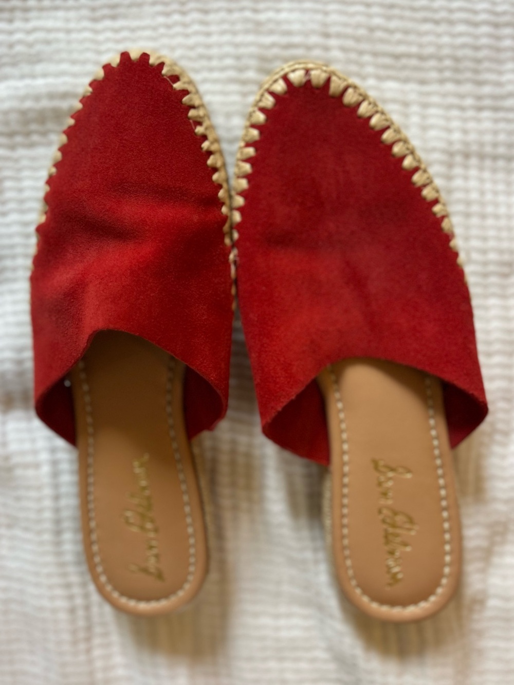 Sam Edelman Red Suede Espadrille Slip-On Mules